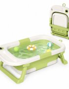Little Mom Cadita AquaFold Thermo Green ultrapliabila cu termometru dop evacuare margini rotunjite display digital masurare temperatura dimensiuni 69.5 x 21 x 42 cm