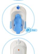 Little Mom Cadita bebelusi Angel Blue cu reductor detasabil ergonomic cu fixare in ventuze inclus echipata cu manere antiderapante Dop de scurgere 88 x 51 x 22 cm