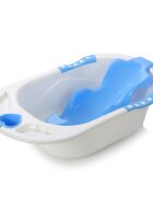 Little Mom Cadita bebelusi Angel Blue cu reductor detasabil ergonomic cu fixare in ventuze inclus echipata cu manere antiderapante Dop de scurgere 88 x 51 x 22 cm