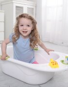 Little Mom Cadita bebelusi Angel Green cu reductor detasabil ergonomic cu fixare in ventuze inclus echipata cu manere antiderapante Dop de scurgere 88 x 51 x 22 cm