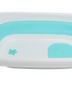 Little Mom Cadita bebelusi Fold Blue pliabila cu dop evacuare picioare cu material antiderapant margini rotunjite