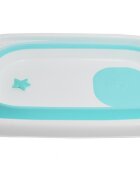 Little Mom Cadita bebelusi Fold Blue pliabila cu dop evacuare picioare cu material antiderapant margini rotunjite