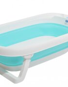 Little Mom Cadita bebelusi Fold Blue pliabila cu dop evacuare picioare cu material antiderapant margini rotunjite