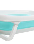 Little Mom Cadita bebelusi Fold Blue pliabila cu dop evacuare picioare cu material antiderapant margini rotunjite