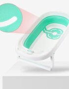 Little Mom Cadita bebelusi Fold Mint pliabila cu dop evacuare picioare cu material antiderapant margini rotunjite
