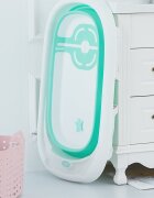 Little Mom Cadita bebelusi Fold Mint pliabila cu dop evacuare picioare cu material antiderapant margini rotunjite