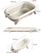 Little Mom Cadita bebelusi pliabila cu suport anatomic pentru copii Minimalist Grey prevazute cu termometru digital in 3 culori afisaj temperatura dop scurgere picioruse antiderapante 85.5 x 49 x 21 cm