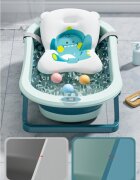 Little Mom Cadita bebelusi pliabila Dino Blue include o perna de siguranta detasabila termometru cu display digitalprotectie anti-alunecare 87x51x23 cm