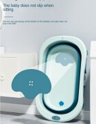 Little Mom Cadita bebelusi pliabila Dino Blue include o perna de siguranta detasabila termometru cu display digitalprotectie anti-alunecare 87x51x23 cm
