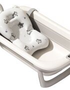 Little Mom Cadita bebelusi pliabila Dino grey include o perna de siguranta detasabila termometru cu display digital protectie anti-alunecare 87x51x23 cm