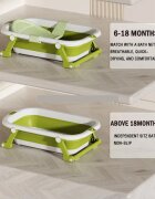 Little Mom Cadita bebelusi pliabila Grey Lux design modern cu termometru incorporat cu display digital dop pentru evacuarea apei suport pentru agatare capacitate 42L dimensiune 80 x 49 x 21 cm 0-36 luni