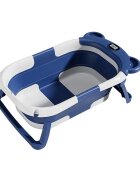 Little Mom Cadita bebelusi ultrapliabila Bear Blue cu pernuta moale detasabila termometru incorporat display digitalsuport cap de dus sistem de agatare dop pentru evacuarea apei material non-toxic