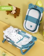 Little Mom Cadita bebelusi ultrapliabila Bear Green cu pernuta moale detasabila termometru incorporat display digitalsuport cap de dus sistem de agatare dop pentru evacuarea apei material non-toxic