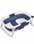 Little Mom Cadita bebelusi ultrapliabila Blue cu pernuta moale plutitoare termometru incorporat display digital cu dop pentru evacuarea apei suport cap de dus antiderapant material Non-Toxic