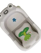 Little Mom Cadita bebelusi ultrapliabila Green Frog cu pernuta moale detasabila termometru display digital suport cap de dus dop pentru evacuarea apei material Non-Toxic