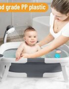 Little Mom Cadita bebelusi ultrapliabila grey cu pernuta moale plutitoare termometru cu display digital incorporat dop pentru evacuarea apei suport cap de dus antiderapant material non-toxic