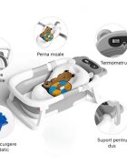 Little Mom Cadita bebelusi ultrapliabila grey cu termometru incorporat dop de scurgere termostatic picioare antiderapante Hamac cu design ergonomic inclus