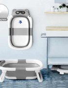 Little Mom Cadita bebelusi ultrapliabila grey cu termometru incorporat dop de scurgere termostatic picioare antiderapante Hamac cu design ergonomic inclus