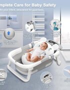 Little Mom Cadita bebelusi ultrapliabila Turtle Blue pernuta moale detasabilatermometru incorporat display digital suport dus sistem de agatare dop pentru evacuarea apei material non-toxic