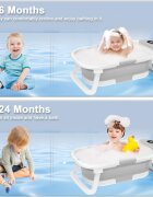 Little Mom Cadita bebelusi ultrapliabila Turtle Blue pernuta moale detasabilatermometru incorporat display digital suport dus sistem de agatare dop pentru evacuarea apei material non-toxic