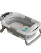 Little Mom Cadita bebelusi ultrapliabila Turtle Grey cu pernuta moale detasabila termometru incorporat display digital suport dus sistem de agatare dop pentru evacuarea apei material non-toxic