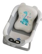 Little Mom Cadita bebelusi ultrapliabila Turtle Grey cu pernuta moale detasabila termometru incorporat display digital suport dus sistem de agatare dop pentru evacuarea apei material non-toxic