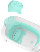 Little Mom Cadita Bimbi Green cu scaunel inclus pliabila margini rotunjite dop evacuare apa fara bpa picoare antiderapante dimeniune 88x56x43 cm