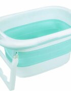 Little Mom Cadita Bimbi Green cu scaunel inclus pliabila margini rotunjite dop evacuare apa fara bpa picoare antiderapante dimeniune 88x56x43 cm