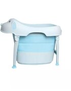 Little Mom Cadita Dog Blue pliabila scaunel cu ventuze inclus cu margini rotunjite dop evacuare suprafata anti-alunecare dimensiuni 77 x 445 x 54 cm
