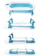 Little Mom Cadita Lemon Bathtub Blue pliabila cu margini rotunjite dop evacuare senzor temperatura