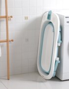 Little Mom Cadita Lemon Bathtub Blue pliabila cu margini rotunjite dop evacuare senzor temperatura