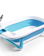 Little Mom Cadita Lemon Bathtub Blue pliabila cu margini rotunjite dop evacuare senzor temperatura