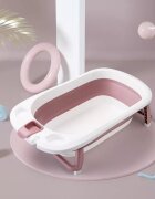 Little Mom Cadita Lemon Bathtub Pink pliabila cu margini rotunjite dop evacuare senzor temperatura
