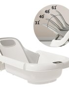 Little Mom Cadita pentru bebelusi Aqua Grow Grey cu spatar reglabil cu 4 unghiuri de inclinare suport de dus integrat sistem de blocare triunghiular dimensiune 75 x 20 x 39 cm