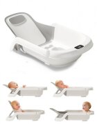 Little Mom Cadita pentru bebelusi Aqua Grow Grey cu spatar reglabil cu 4 unghiuri de inclinare suport de dus integrat sistem de blocare triunghiular dimensiune 75 x 20 x 39 cm