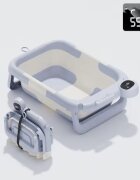 Little Mom Cadita pentru bebelusi Baby Astronaut Blue design inovator ultra-pliabil cu pernuta detasabila termometru display digital incorporat dop scurgere picioruse antiderapante dimensiune 69 x 43 x 20.7 cm l