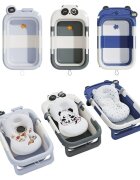 Little Mom Cadita pentru bebelusi Baby Astronaut Blue design inovator ultra-pliabil cu pernuta detasabila termometru display digital incorporat dop scurgere picioruse antiderapante dimensiune 69 x 43 x 20.7 cm l