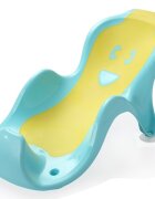 Little Mom Cadita pentru copii Sunny Blue echipata cu manere antiderapante Dop de scurgere dimensiune 88 x 51 x 22 cm si Reductor detasabil ergonomic cu fixare in ventuze inclus