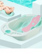 Little Mom Cadita pentru copii Sunny Green echipata cu manere antiderapante Dop de scurgere dimensiune 88 x 51 x 22 cm si Reductor detasabil ergonomic cu fixare in ventuze inclus