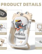 Little Mom Cadita ultra-pliabila pentru copii Beige Crab termometru digital LCD dop de scurgere picioruse antiderapante 68.5 x 43 x 23 cm si Hamac ergonomic inclus