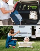 Little Mom Cadita ultra-pliabila pentru copii Beige Crab termometru digital LCD dop de scurgere picioruse antiderapante 68.5 x 43 x 23 cm si Hamac ergonomic inclus