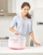 Little Mom Cutie depozitare si uscare biberoane Storage Box Pink portabila cu maner colector de apa detasabil fara bpa dimensiune 33 x 26 cm