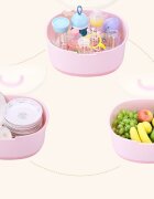 Little Mom Cutie depozitare si uscare biberoane Storage Box Pink portabila cu maner colector de apa detasabil fara bpa dimensiune 33 x 26 cm