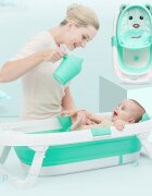Little Mom Hamac cadita Baby Bath Tub Bear Mint moale versatila cu uscare rapida varsta 0-6 luni
