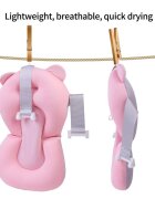 Little Mom Hamac cadita pentru copii Bear Bath cushion Pink design ergonomic cu centuri de fixare compatibilitate universala dimensiune 47 x 34 x 6 cm