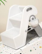 Little Mom Inaltator pliabil cu doua trepte pentru copii FoldStep Baby White design compact si ergonomic cu maner integrat si accesoriu practic detasabil