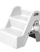 Little Mom Inaltator pliabil cu doua trepte pentru copii FoldStep Baby White design compact si ergonomic cu maner integrat si accesoriu practic detasabil
