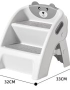 Little Mom Inaltator pliabil cu doua trepte pentru copii Grey design minimalist cu manere ergonomice dimensiune 32 x 33 x 35 cm