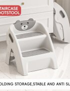 Little Mom Inaltator pliabil cu doua trepte pentru copii Grey design minimalist cu manere ergonomice dimensiune 32 x 33 x 35 cm