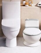 Little Mom Olita muzicala copii My First Toilet Green model educativ design realist tip minitoaleta adaptor moale din spuma PU capac rabatabil vas colector detasabil suport pentru hartie igienica